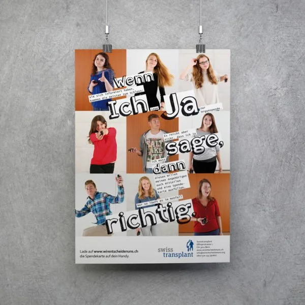 Bild des designten Plakats für Swisstransplant