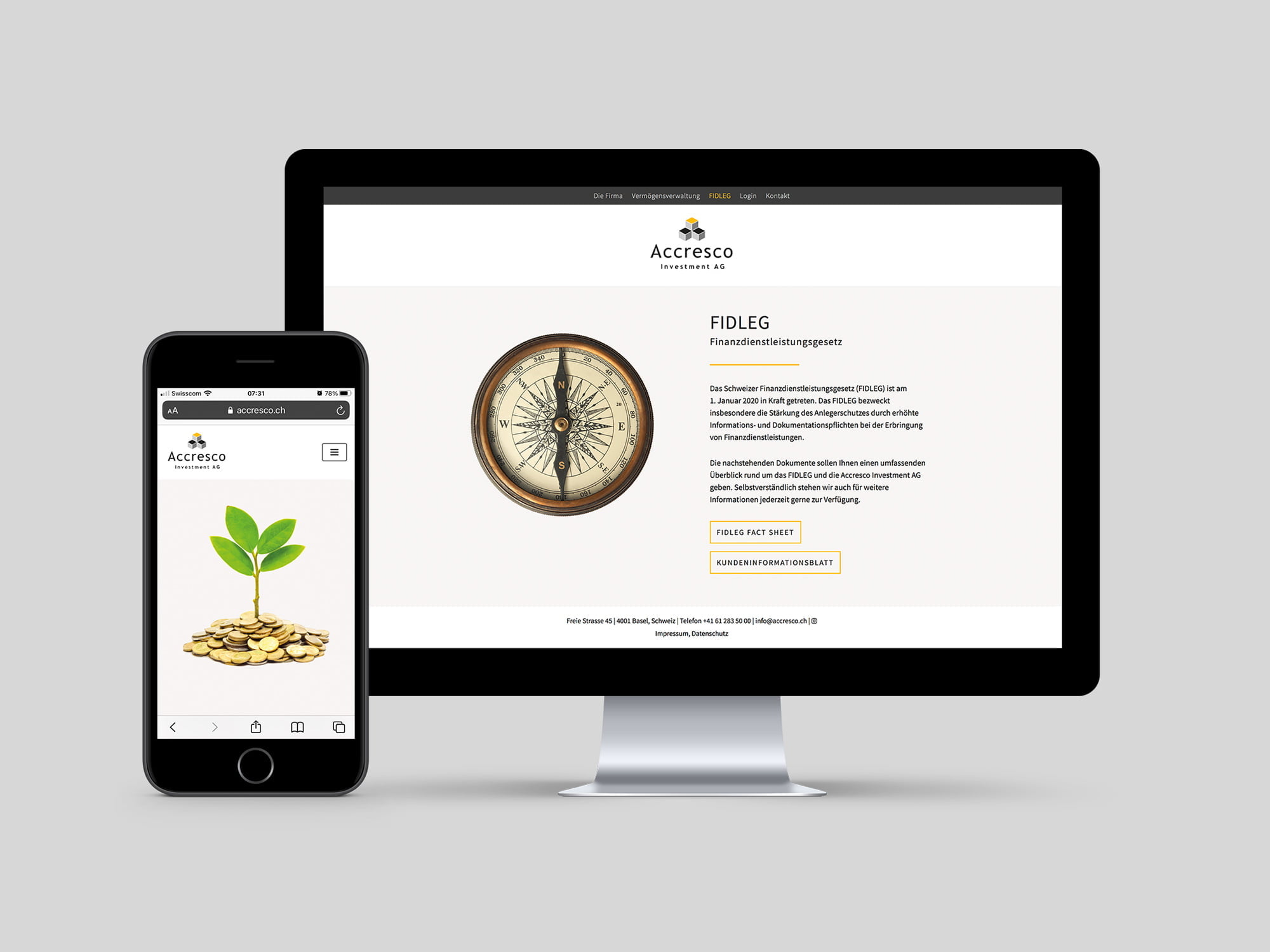 Website erstellen lassen | Grafikatelier Milligan Design | Kunde Accresco Investment AG